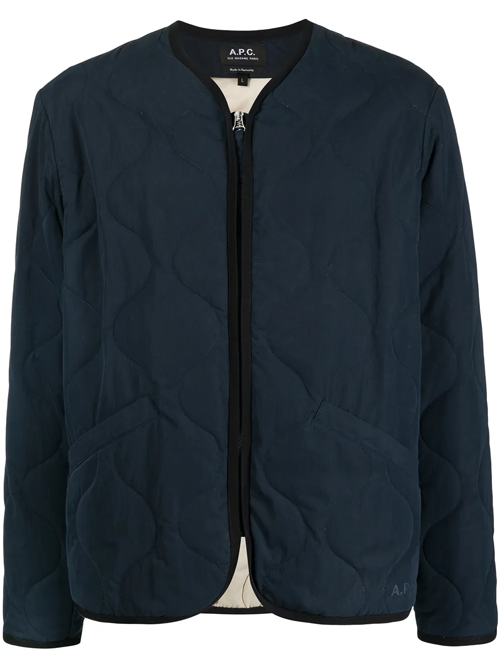 Apc Quilted Front-zip Jacket In Blue