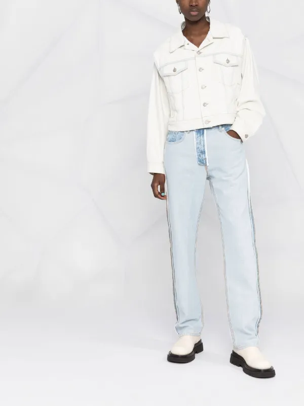 MM6 Maison Margiela Contrasting Cropped Denim Jacket - Farfetch