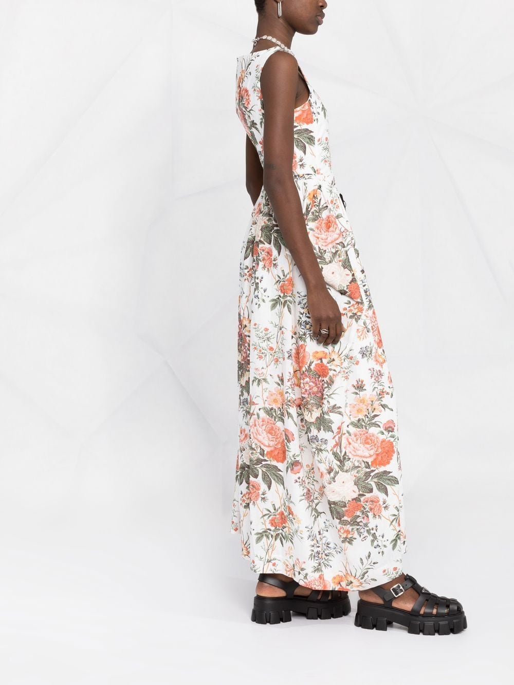 Shop Erdem Floral Full Dress In Grün