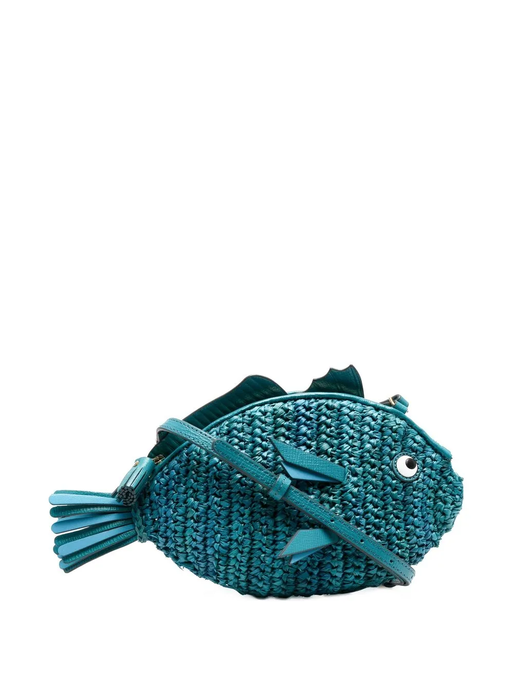 Anya Hindmarch Fish Raffia Crossbody Bag In Blue ModeSens