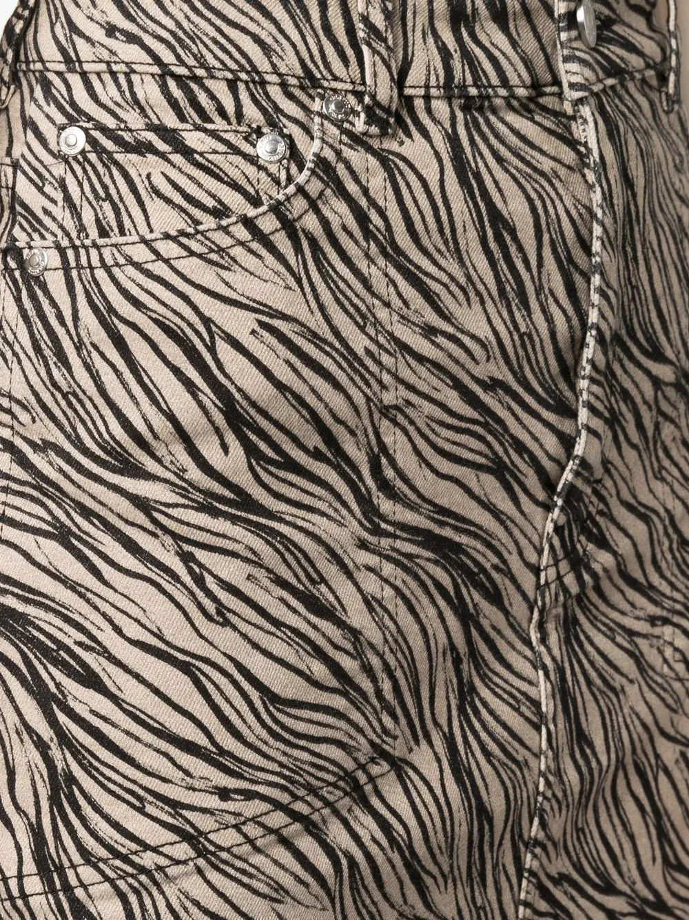 Gestuz Zebra Print Denim Midi Skirt Farfetch