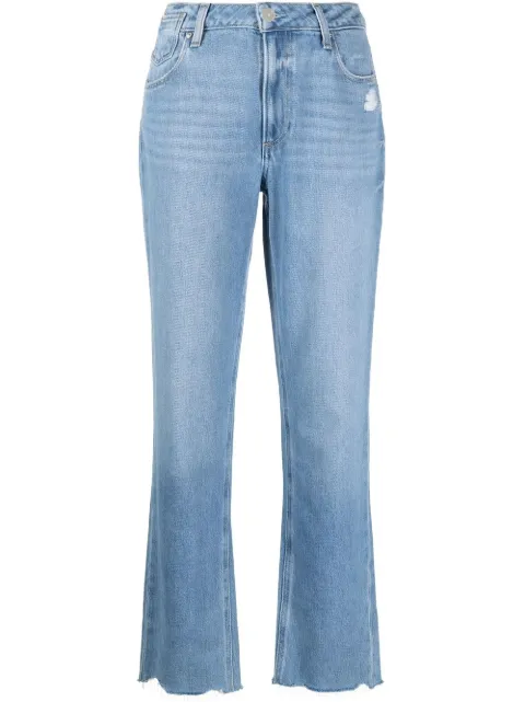 high-waisted straight-leg jeans