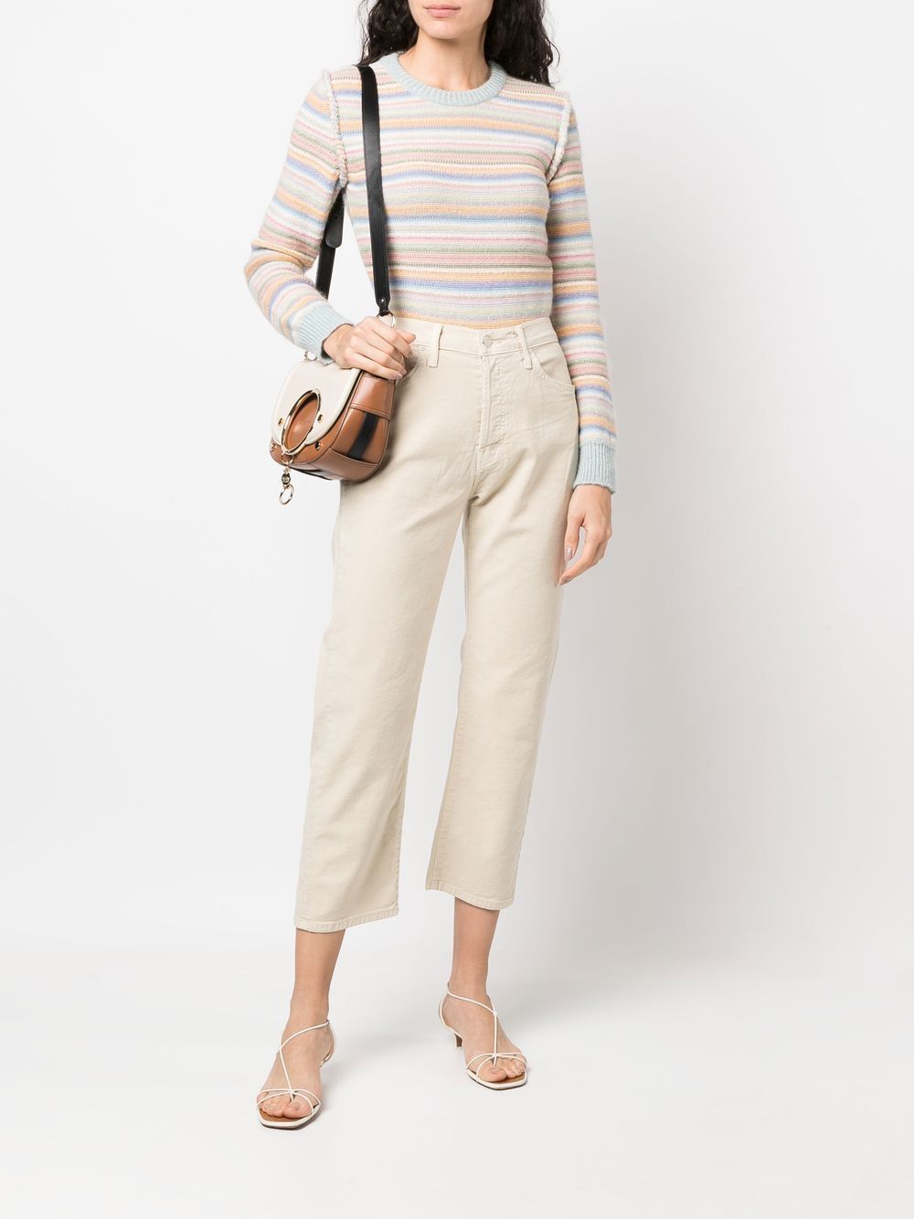 Shop Mother Cropped Straight-leg Trousers In Neutrals