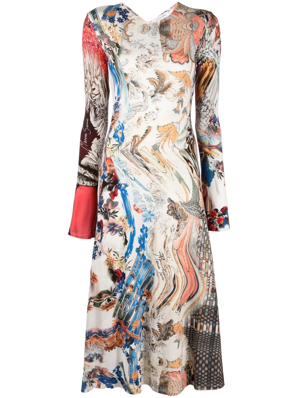

Marine Serre vestido midi con estampado abstracto - Neutro