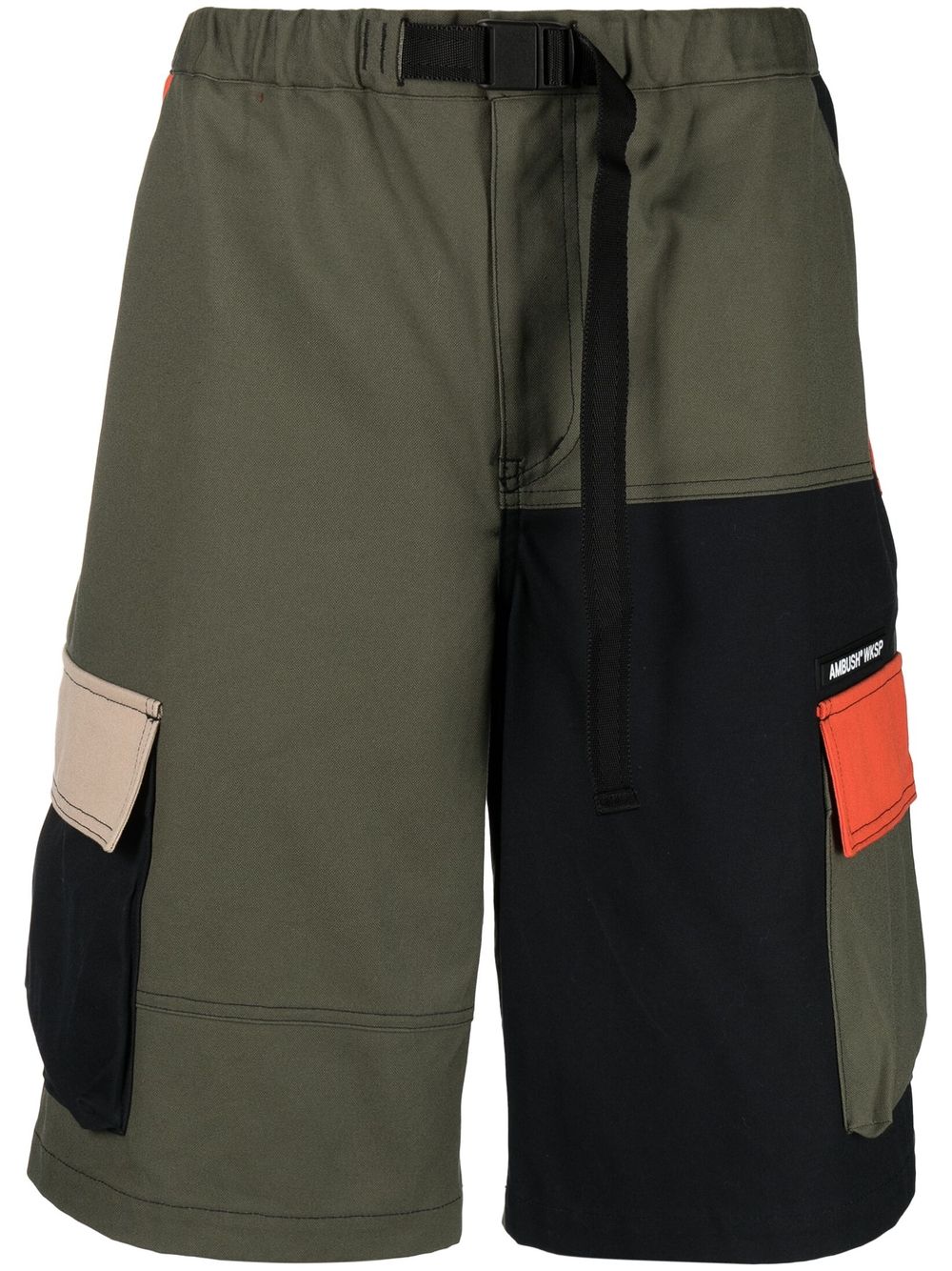 Shop Ambush Colour-block Cargo Shorts In Green