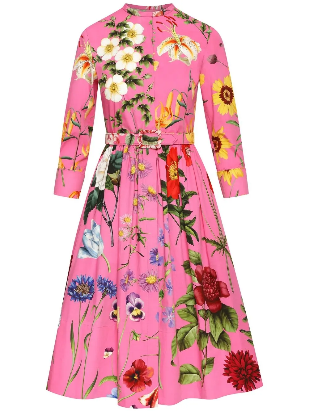 

Oscar de la Renta vestido camisero con estampado floral - Rosado