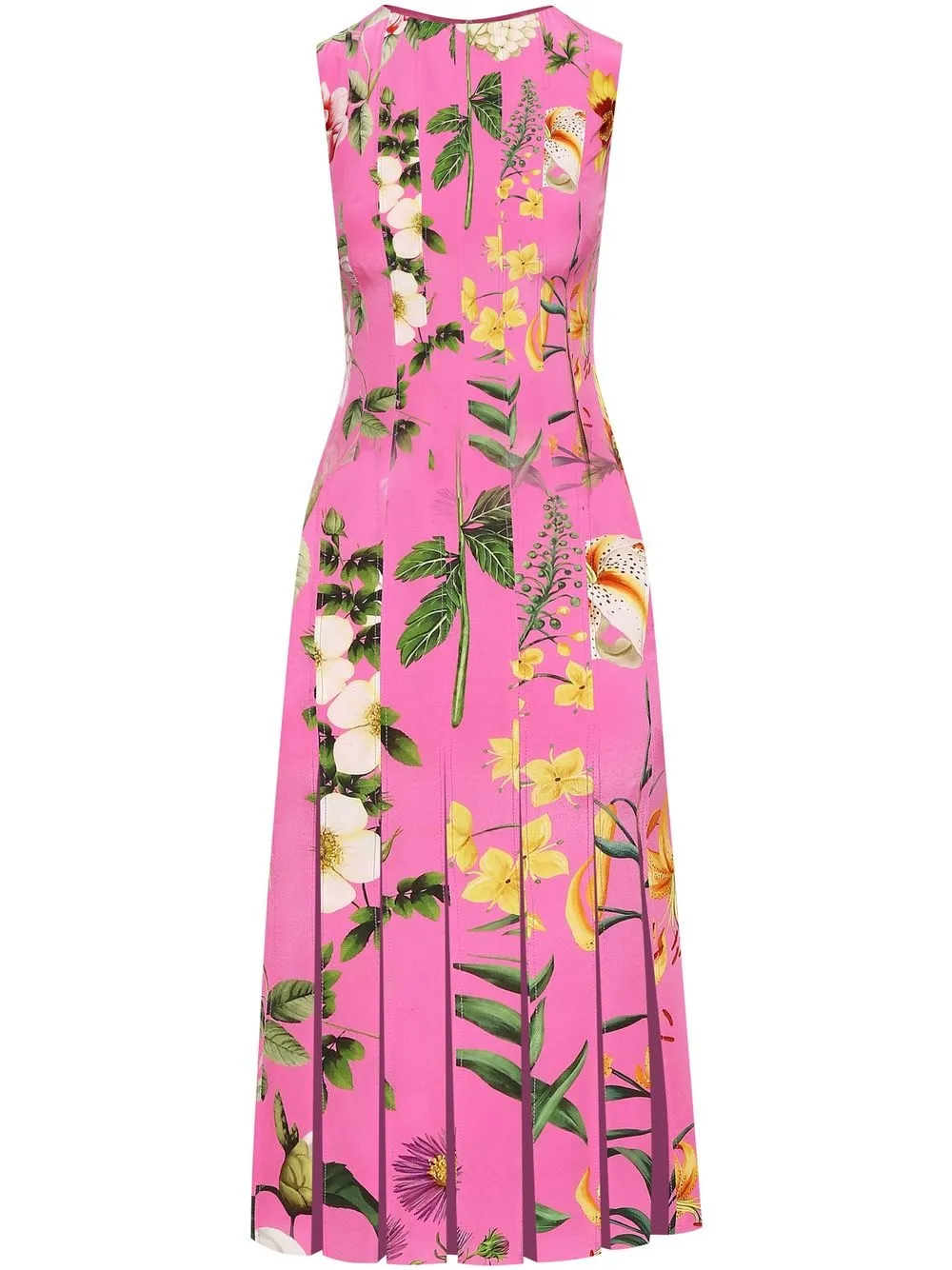 

Oscar de la Renta floral-print pleated dress - Pink