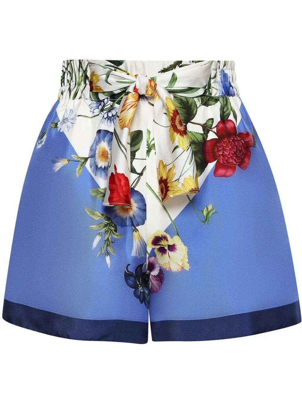 

Oscar de la Renta shorts de seda con estampado floral - Azul