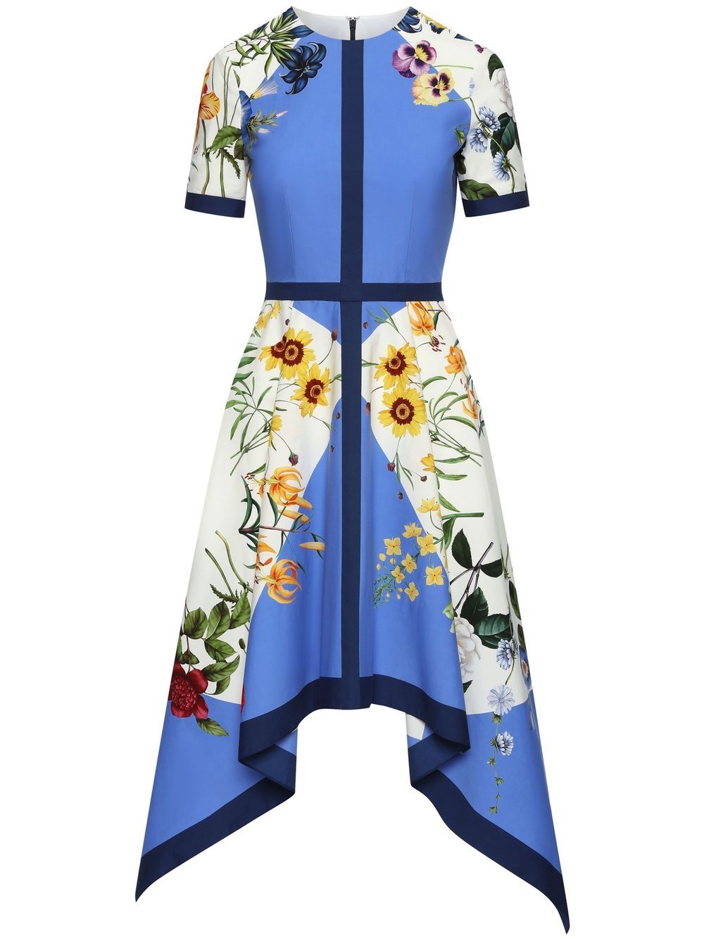 

Oscar de la Renta vestido acampanado con estampado floral - Azul