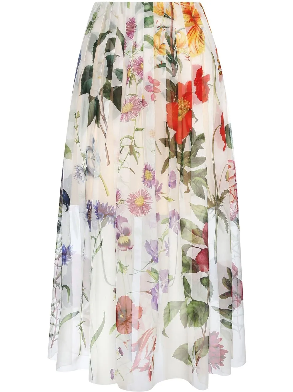 

Oscar de la Renta floral-print pleated skirt - White