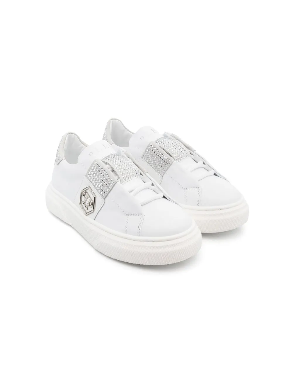 

Philipp Plein Junior crystal-detailing leather sneakers - White