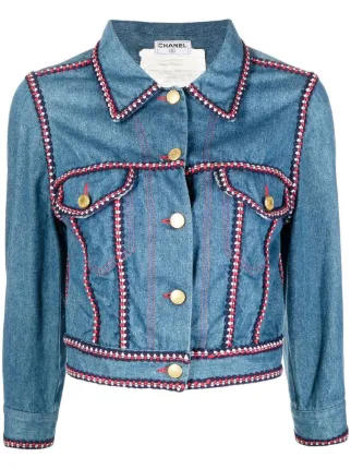 CHANEL Pre-Owned 1990s Trim Detailing Denim Jacket - Farfetch