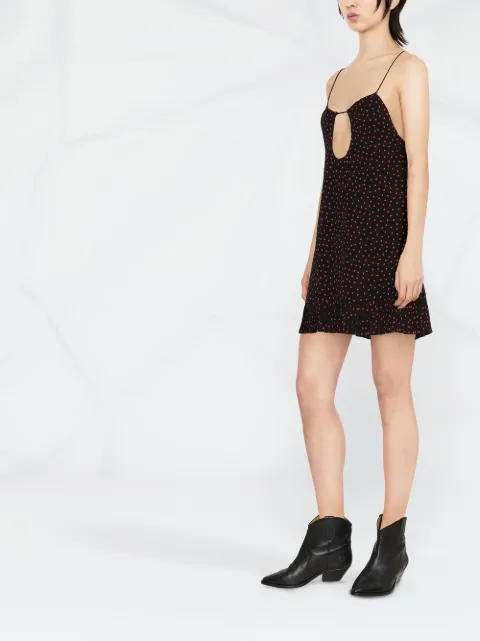Saint Laurent polka-dot print cut-out detail mini dress 683807Y343W - 2