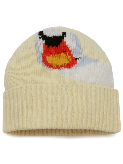 JW Anderson intarsia-knit swan beanie Women