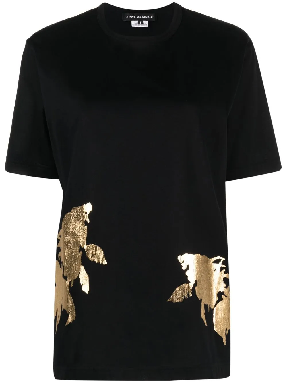 

Junya Watanabe floral-stamp cotton T-shirt - Black
