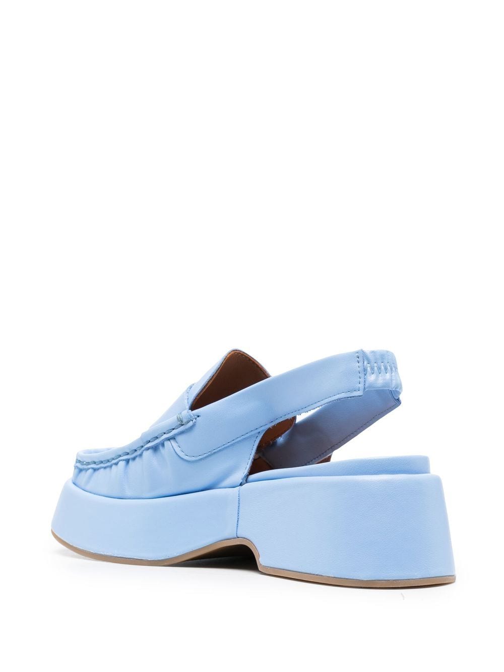 Ganni Vegea Wine Leather Slingback Platform Loafers In Blue | ModeSens