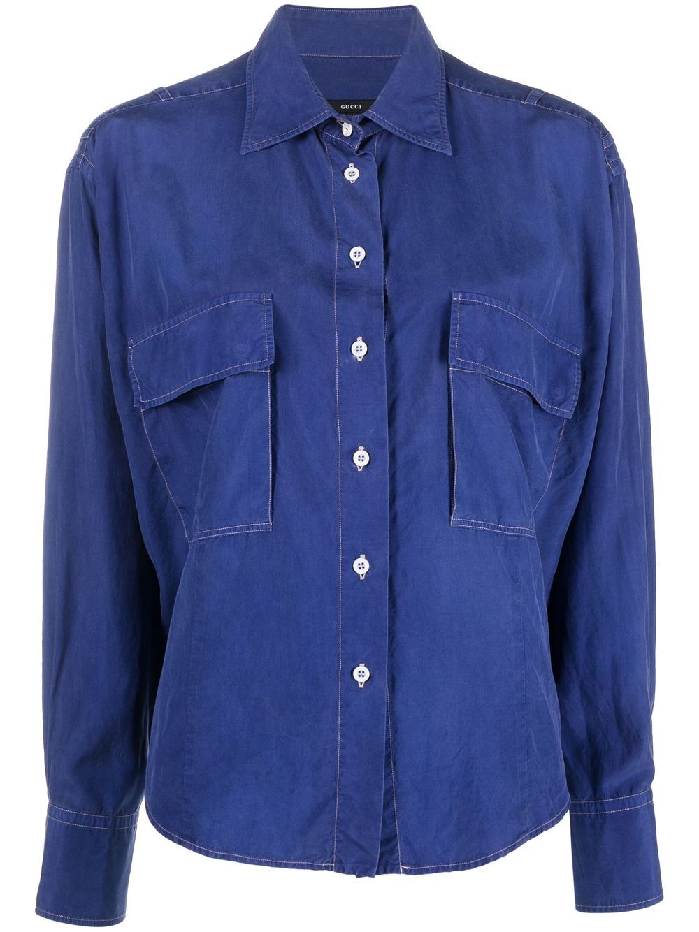 

Gucci Pre-Owned 1990s contrast-stitch silk shirt - Blue