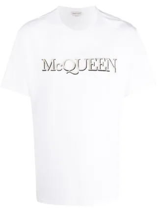 ★alexander mcqueen★ Logo embroidered short sleeve t-shirt 20209399_50221045_600.jpg