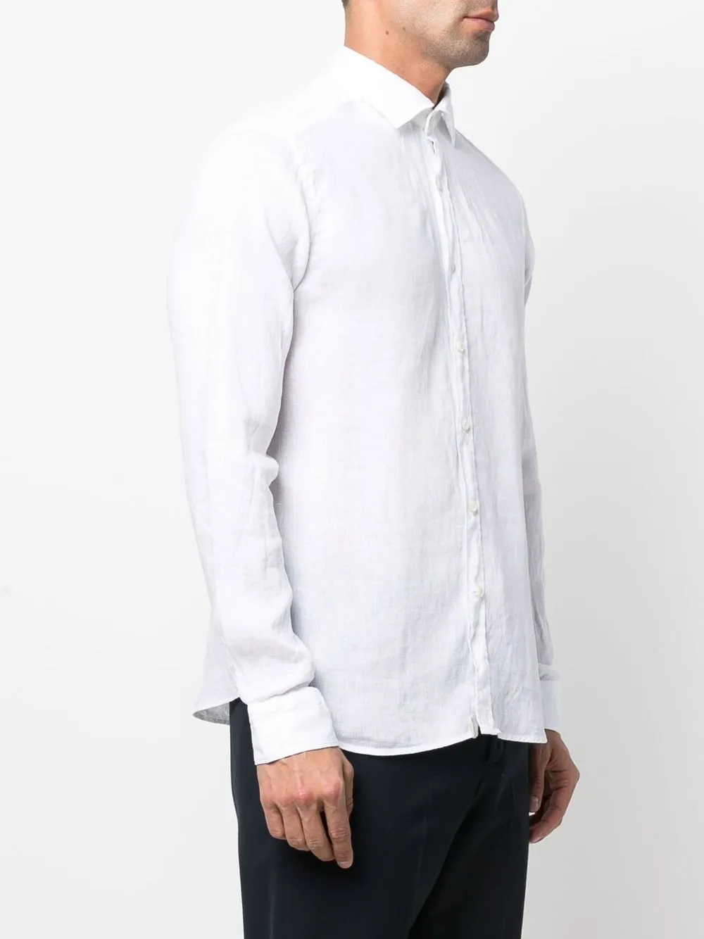 Tintoria Mattei Cutaway Collar Linen Shirt In White