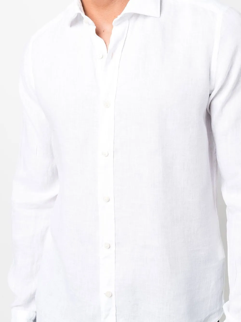 Shop Tintoria Mattei Cutaway Collar Linen Shirt In White