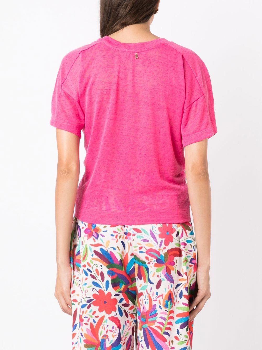Shop Olympiah Gathered-detail Cropped T-shirt In Pink