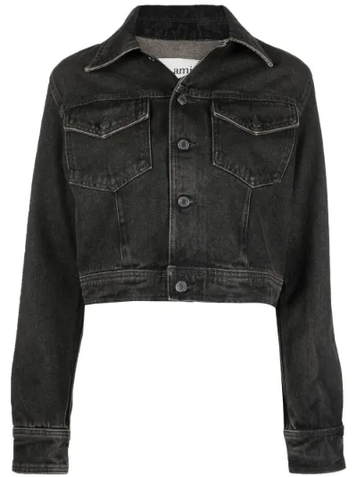 AMI Paris cropped buttoned denim jacket 