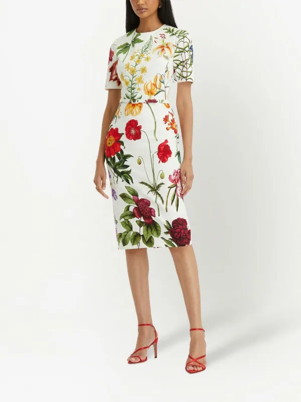 Oscar De La Renta floral-print Belted 