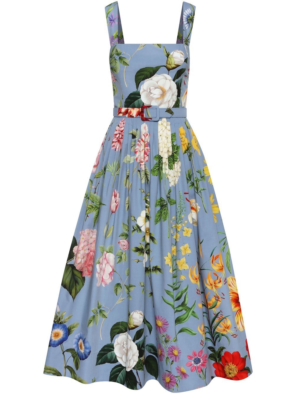 

Oscar de la Renta vestido con estampado floral y cuello redondo - Azul