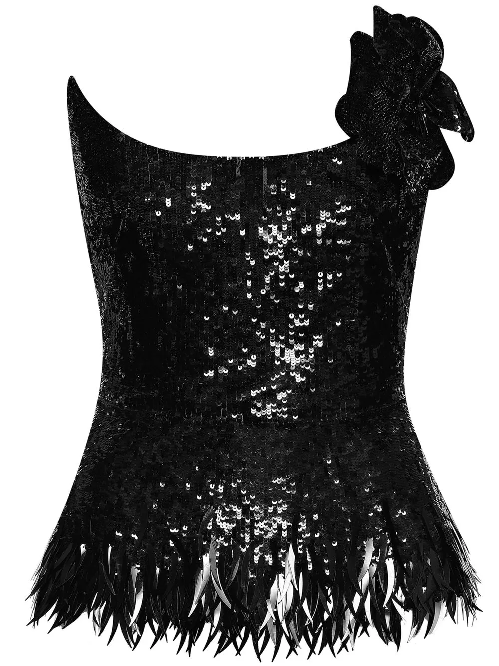 

Oscar de la Renta floral-appliqué sequin-embellished corset top - Black