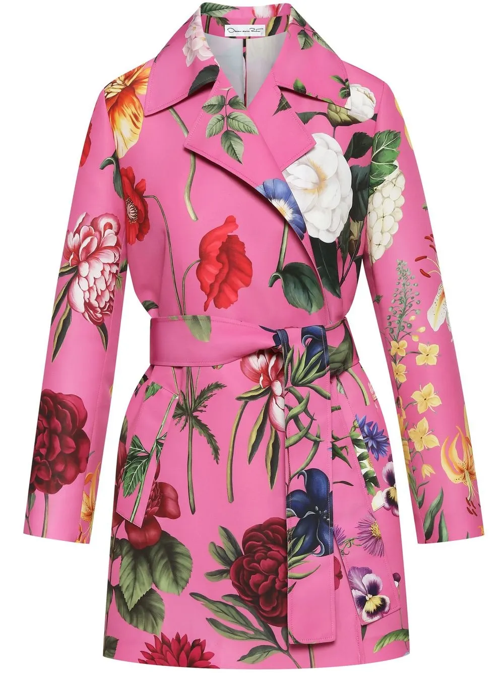 

Oscar de la Renta floral faille trench coat - Purple