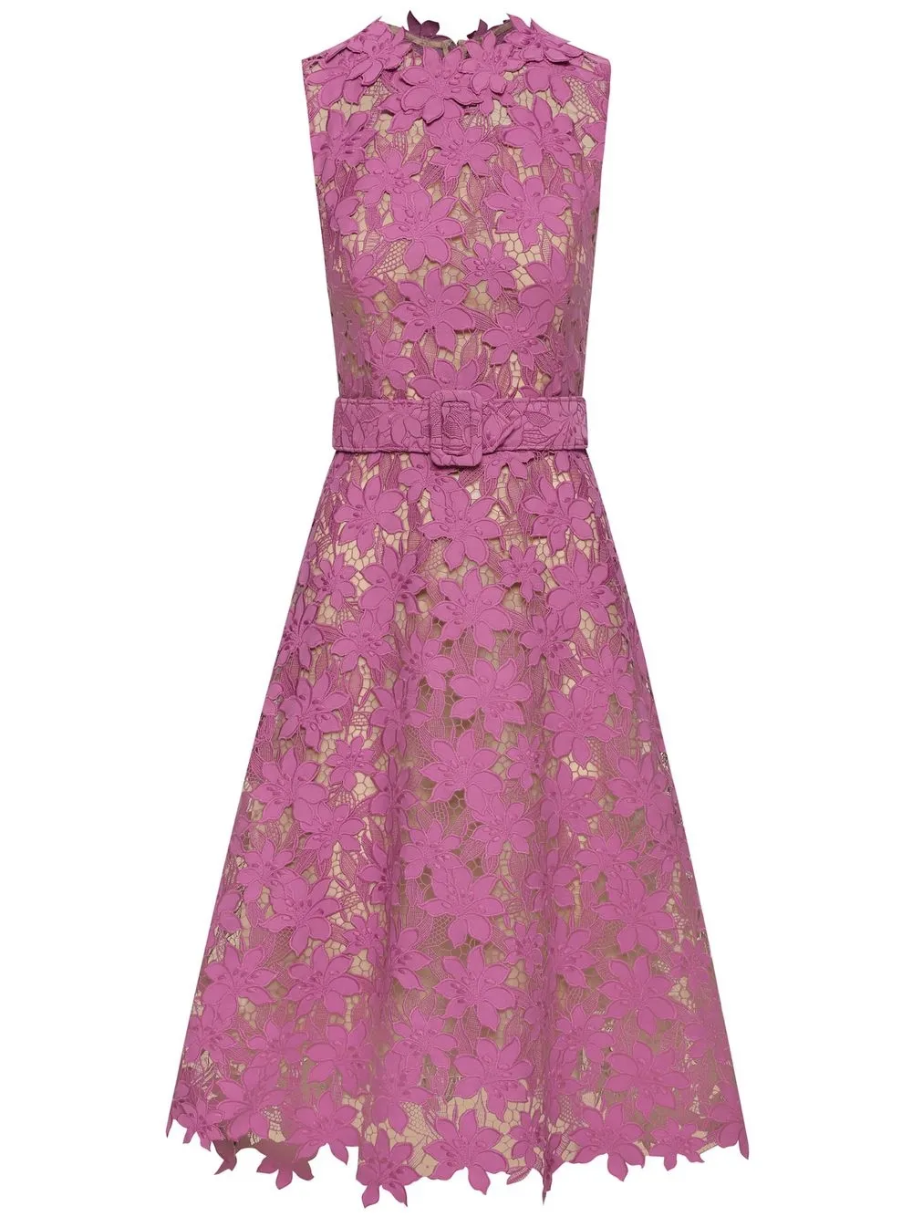 

Oscar de la Renta vestido midi acampanado con encaje floral - Morado