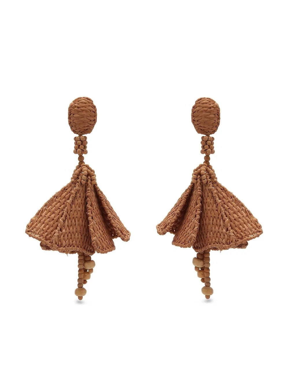 

Oscar de la Renta woven drop flower earrings - Brown