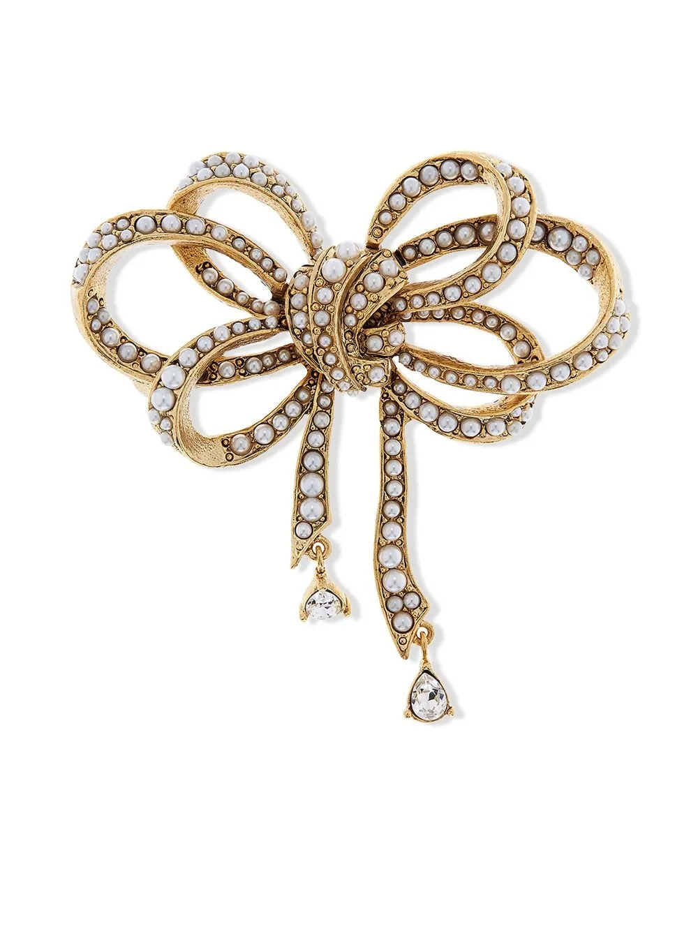 

Oscar de la Renta crystal bow brooch - Gold