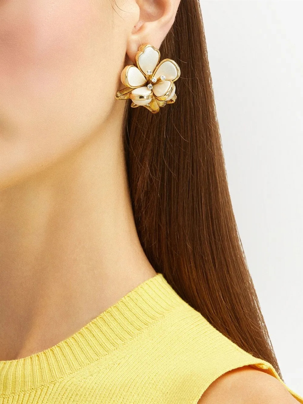 Oscar De La Renta crystalembellished Flower Earrings Farfetch