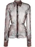 DSQUARED2 sheer paisley-print shirt - Brown
