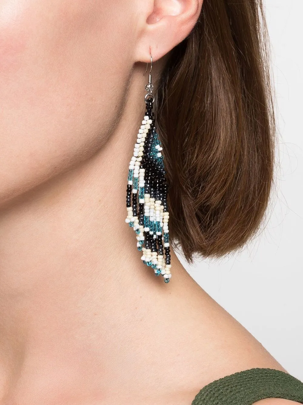 Dsquared2 Beaded Colour-block Drop Earrings In Black
