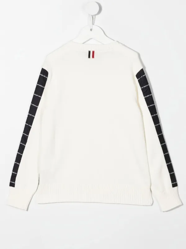 Moncler Enfant two-tone logo-print Jumper White FARFETCH OM