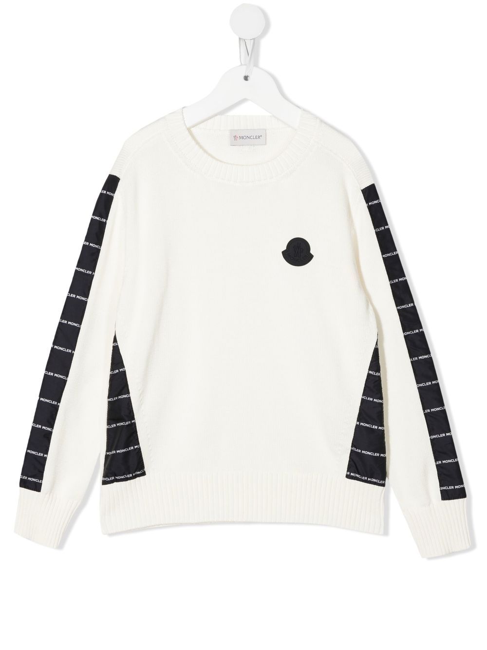 

Moncler Enfant two-tone logo-print jumper - White