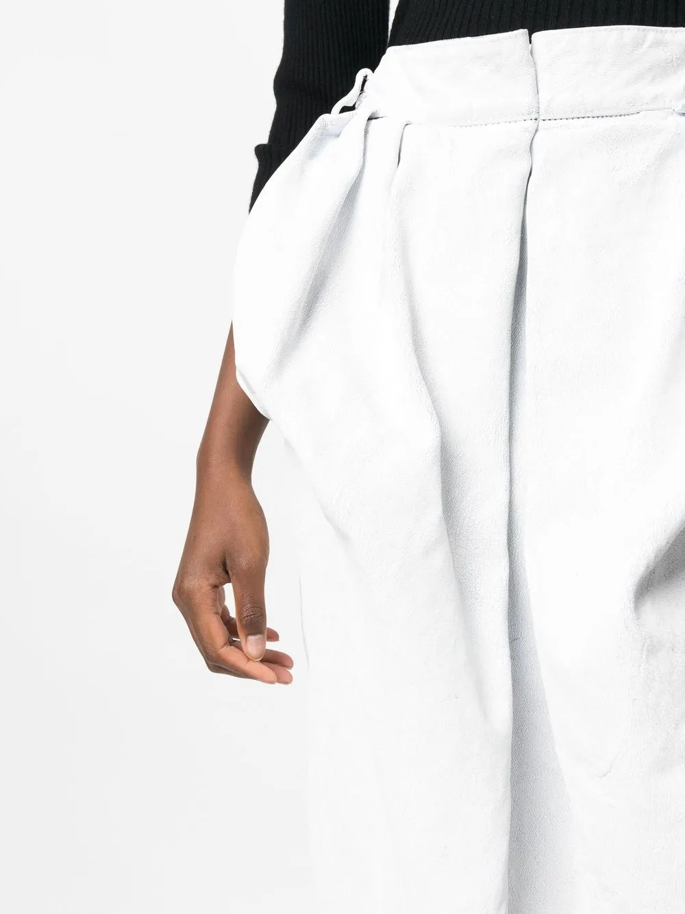 Maison Margiela Women's Crinkled Denim Midi Skirt With R In White