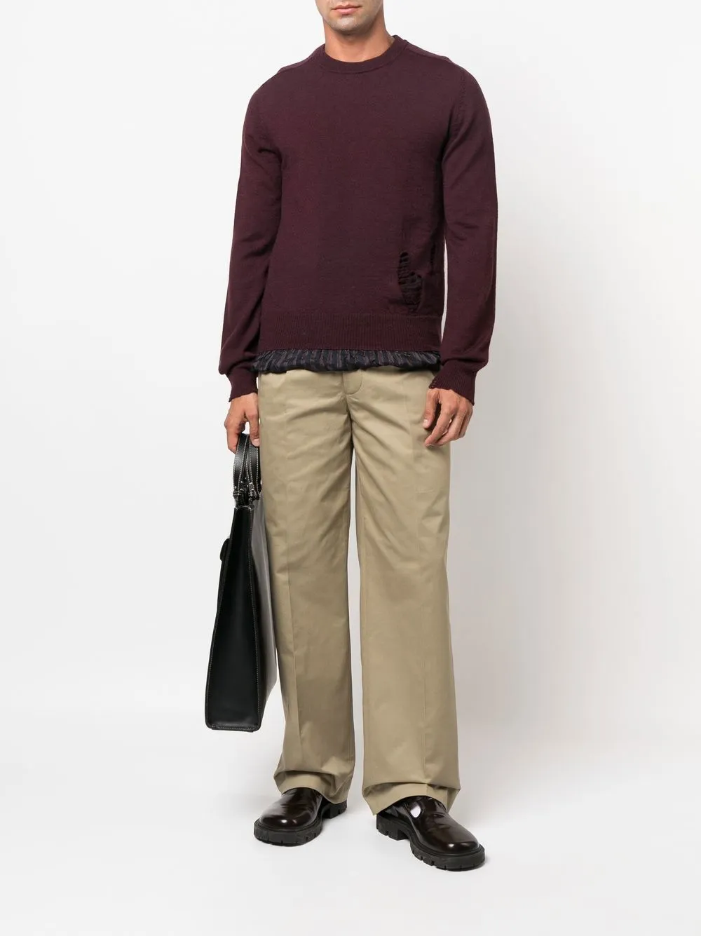 Maison Margiela Trui met geribbeld detail - Rood