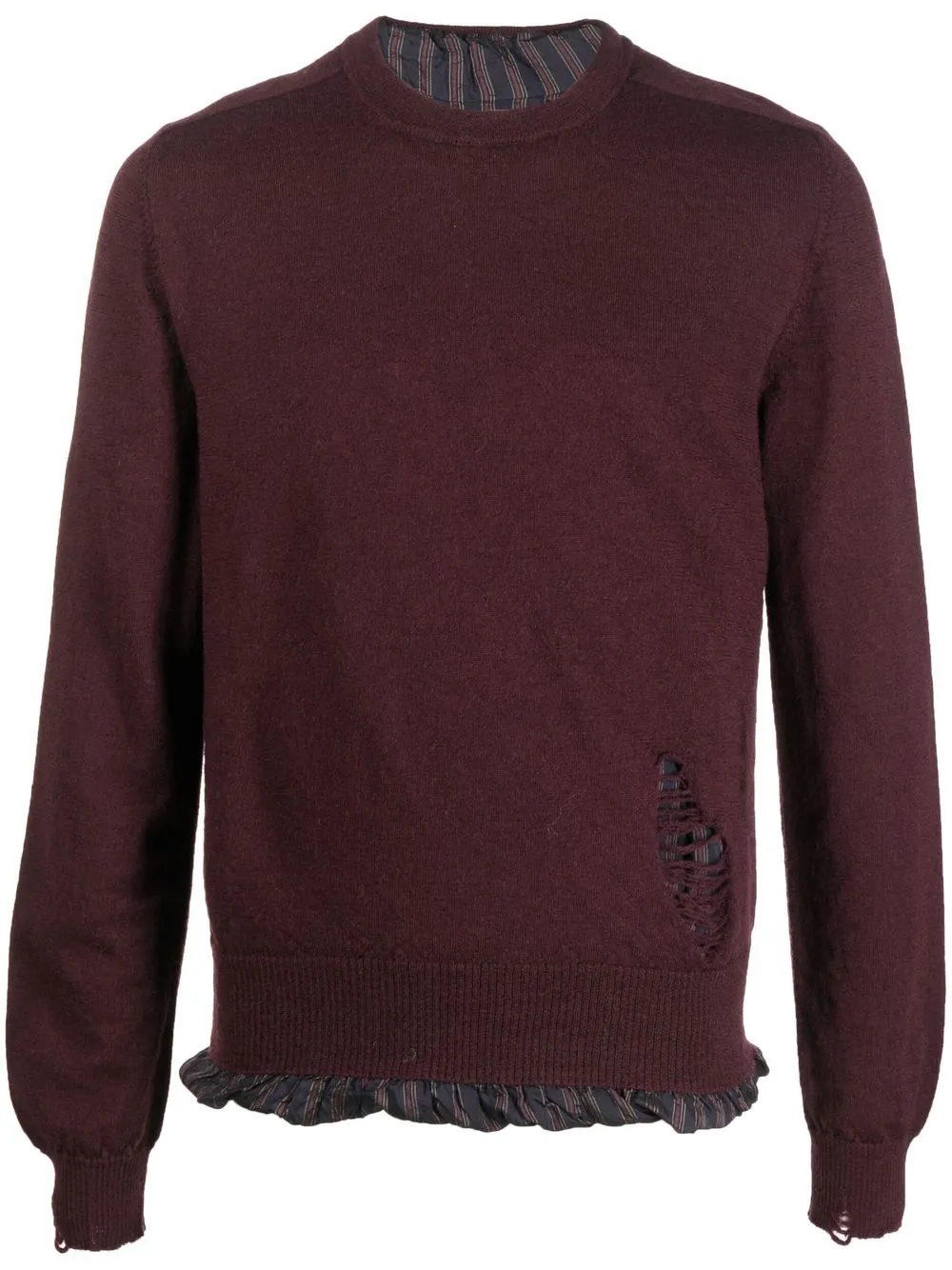 

Maison Margiela ripped-detail long-sleeve jumper - Red