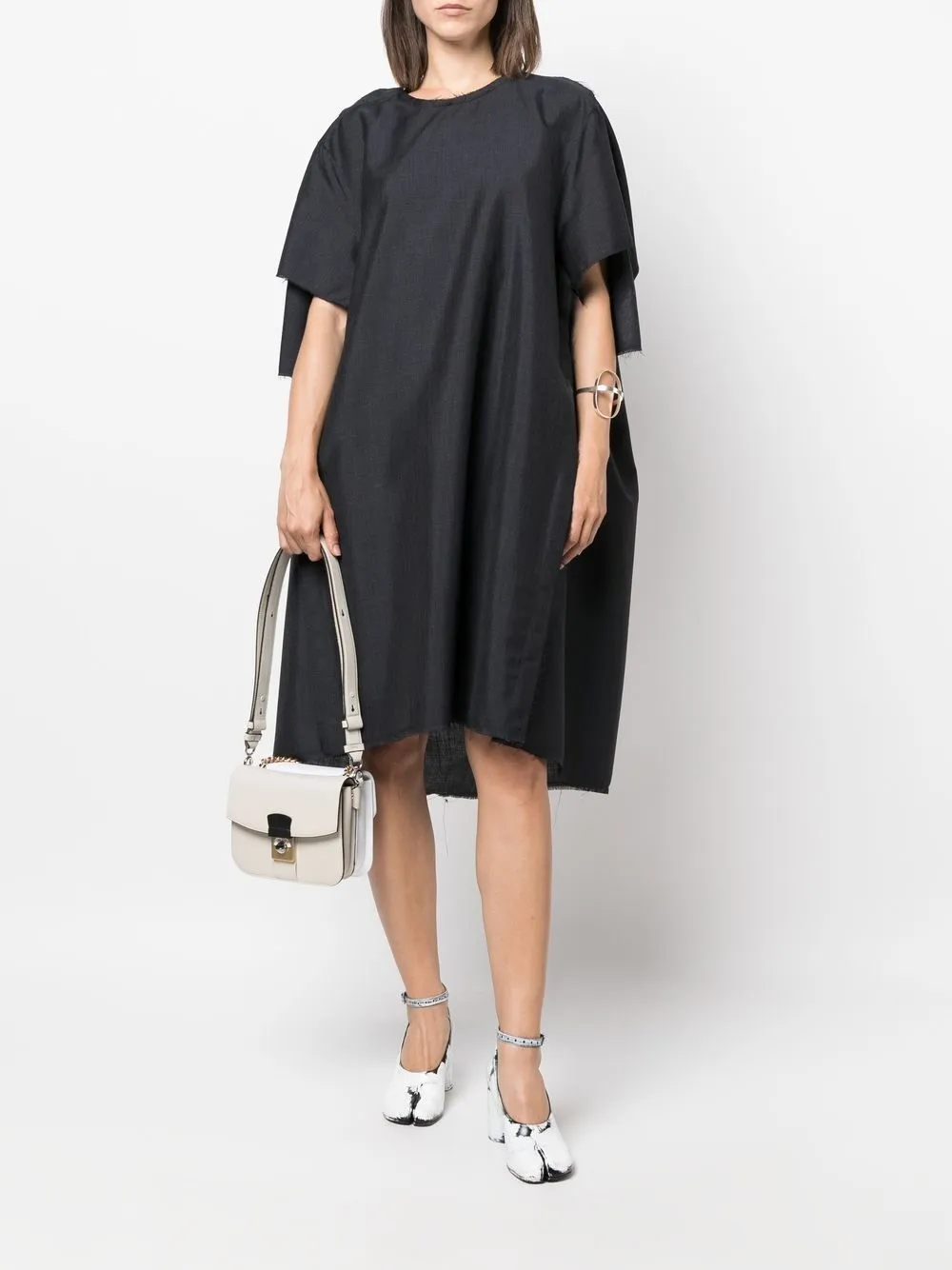 Shop Maison Margiela Mohair-blend Midi Dress In Grey