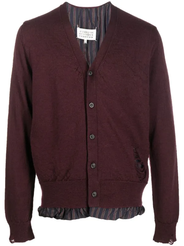 Men's v neck top button up cardigan