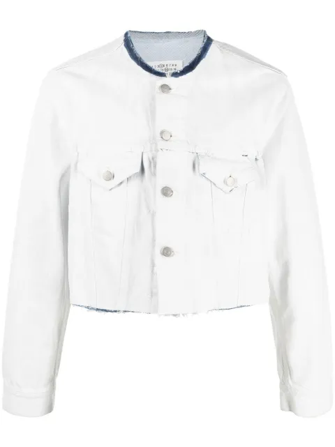 Maison Margiela collarless cropped denim jacket