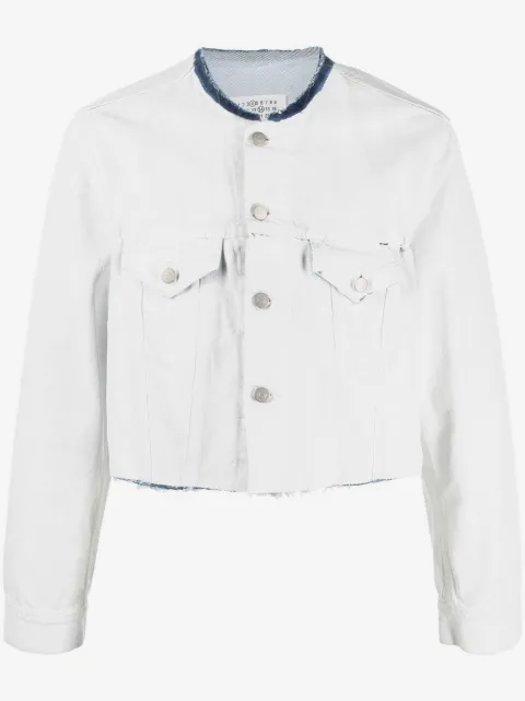 Maison Margiela cropped collarless denim jacket