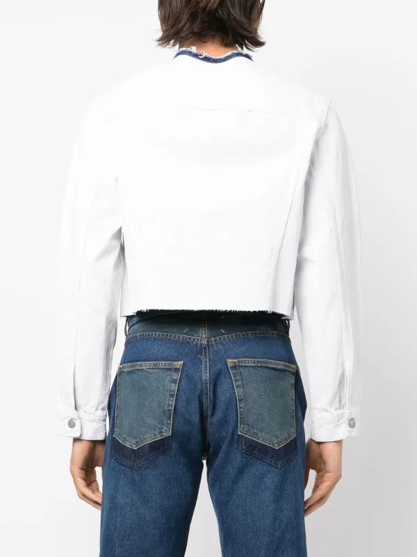 Maison Margiela ノーカラー デニムジャケット | ホワイト | FARFETCH JP