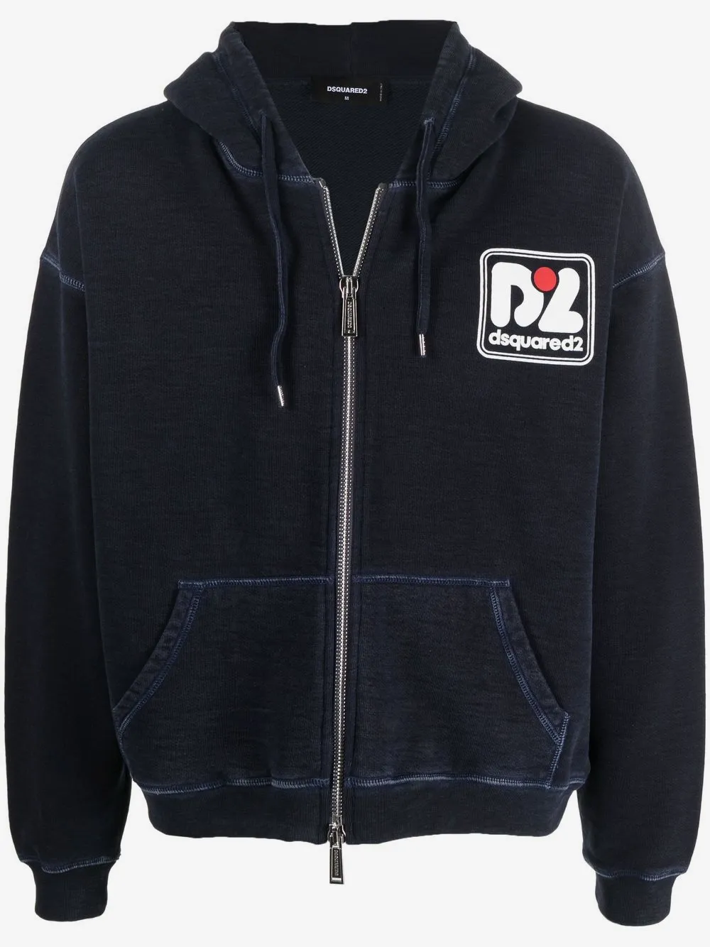 DSQUARED2 logo-print zip-up hoodie | Blue | Image 1
