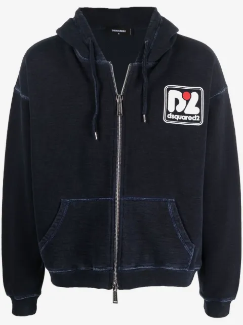 DSQUARED2 logo-print zip-up hoodie