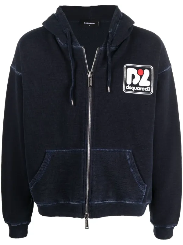 DSQUARED2 (ディースクエアード) 裏起毛 袖ロゴ フルジップ パーカー 【春夏新作】 D2HG0139S255 S M L 1XL 2XL  3XL トップス パーカー【サカゼン公式通販】 DSQUARED2 ブラック パーカー フルジップ