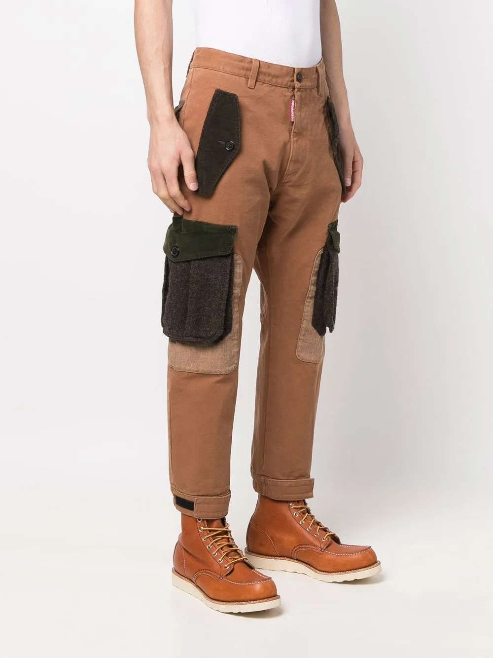 Shop Dsquared2 Tapered Cargo Trousers In Brown